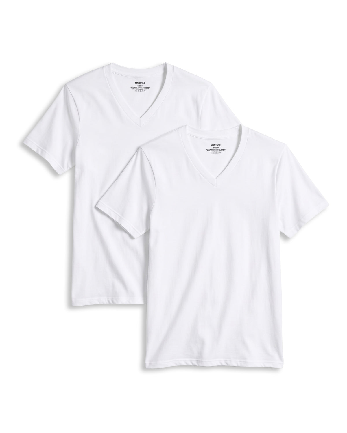 Mantique Men’s Lightweight Breathable Soft Cotton V-Neck Undershirts, 2-Pack