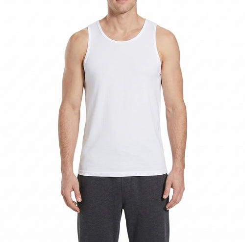 MANTIQUE Men's Super-Soft Lightweight Breathable Cotton Tank Top Undershirts, Classic Fit, White, 2-Pack