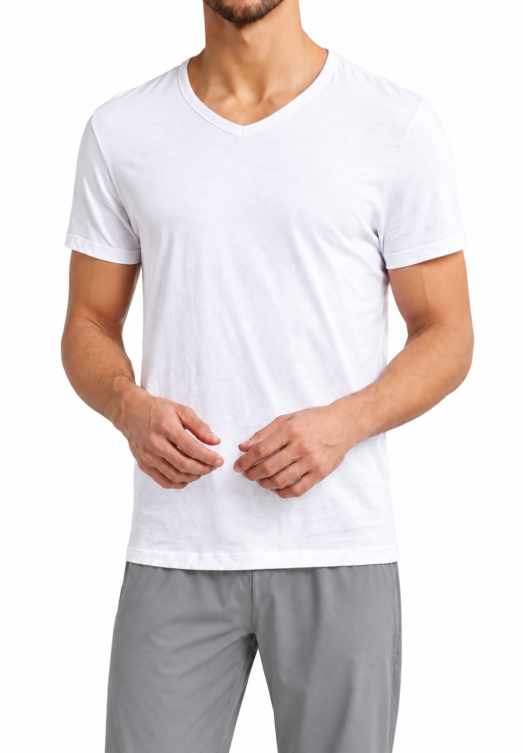 Mantique Men’s Lightweight Breathable Soft Cotton V-Neck Undershirts, 2-Pack