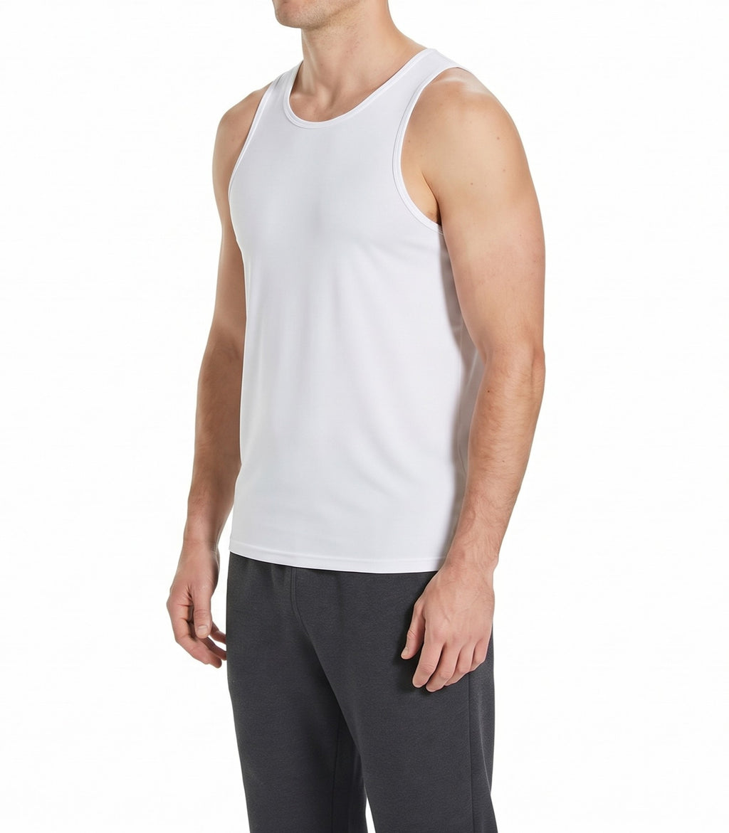 MANTIQUE Men's Super-Soft Lightweight Breathable Cotton Tank Top Undershirts, Classic Fit, White, 2-Pack